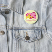 Elephant knuffel best mam button badge gele roze (In situ)