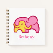 Elephant knuffel roze gele leuke grafische naam notitieboek (Voorkant)