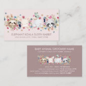 ELEPHANT KOALA SLOTH RABBIT BABY ANIMAAL PINK VISITEKAARTJE (Voorkant / Achterkant)