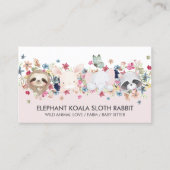 ELEPHANT KOALA SLOTH RABBIT BABY ANIMAL'S VISITEKAARTJE (Voorkant)