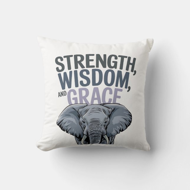Elephant 'Kracht, Wijsheid, Genade' Kunst Kussen (Voorkant)