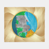 Elephant "Kunst voor kinderen" Fleece Deken (Voorkant (Horizontaal))