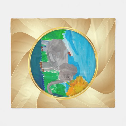 Elephant "Kunst voor kinderen" Fleece Deken (Voorkant (Horizontaal))