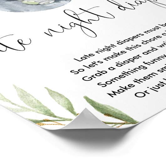 Elephant late night luiers baby shower spel poster (Hoek)