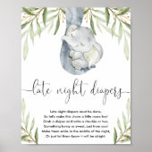 Elephant late night luiers baby shower spel poster (Voorkant)
