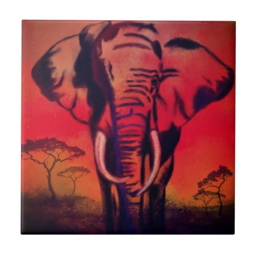 Elephant Leader Ceramic Tegel - Schilderen Tegeltje (Voorkant)