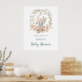 Elephant Leaf Lijst Welcome Boy Baby shower Poster (Keuken)