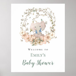 Elephant Leaf Lijst Welcome Boy Baby shower Poster