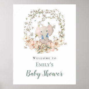 Elephant Leaf Lijst Welcome Boy Baby shower Poster