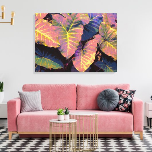 Elephant Leaves in Tropische Pastels Canvas Afdruk (Insitu (Woonkamer))