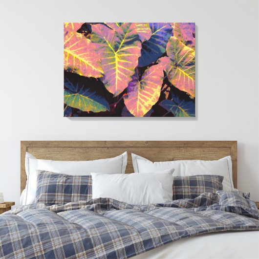Elephant Leaves in Tropische Pastels Canvas Afdruk (Insitu (Slaapkamer))