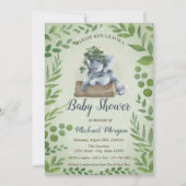 Elephant Leaves, Stippen Baby shower Kaart (Voorkant)