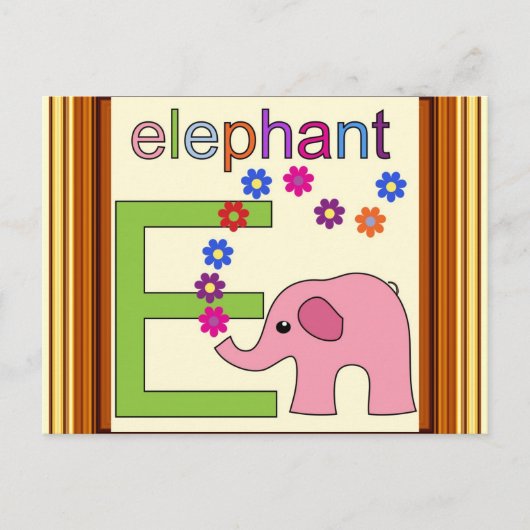 Elephant Letter E Briefkaart (Voorkant)
