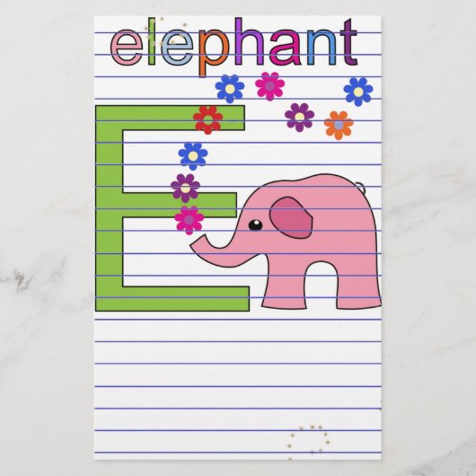 Elephant Letter E Briefpapier (Voorkant)