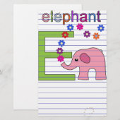 Elephant Letter E Briefpapier (Voorkant / Achterkant)