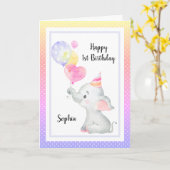 Elephant Leuke Verjaardag Meisje Custom Gepersonal Kaart (Gele Bloem)