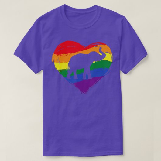 Elephant LGBTQ Gay Pride Rainbow Heart Pride Flag T-shirt (Design voorkant)