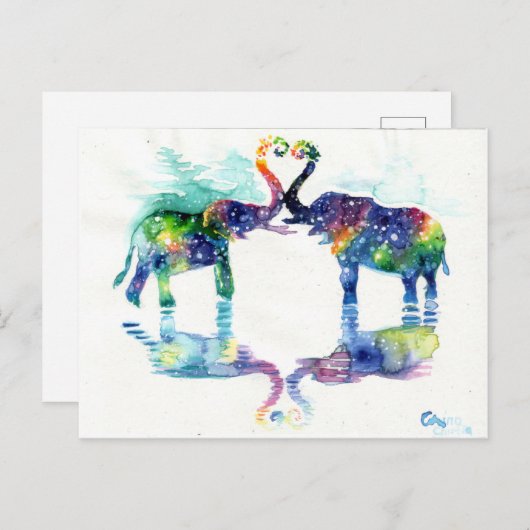 Elephant-liefde Briefkaart (Voorkant / Achterkant)