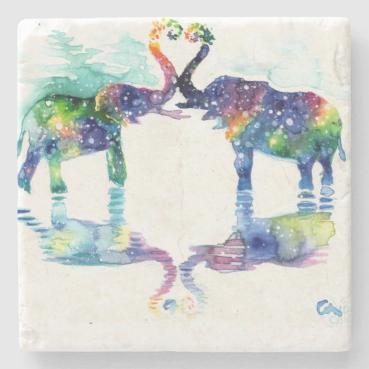 Elephant-liefde Stenen Onderzetter (Voorkant)