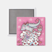 Elephant Lieverd VALENTIJN MAGNET Square (Voorkant / Achterkant)