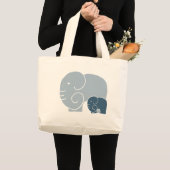 Elephant Life signature reuzentas in Blues Grote Tote Bag (Voorkant (product))