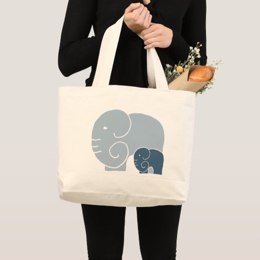 Elephant Life signature reuzentas in Blues Grote Tote Bag (Voorkant (product))