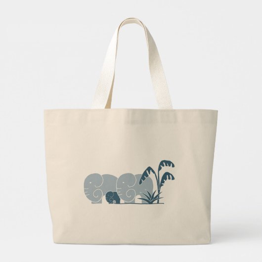 Elephant Life signature reuzentas in Blues Grote Tote Bag (Achterkant)
