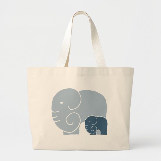 Elephant Life signature reuzentas in Blues Grote Tote Bag (Voorkant)
