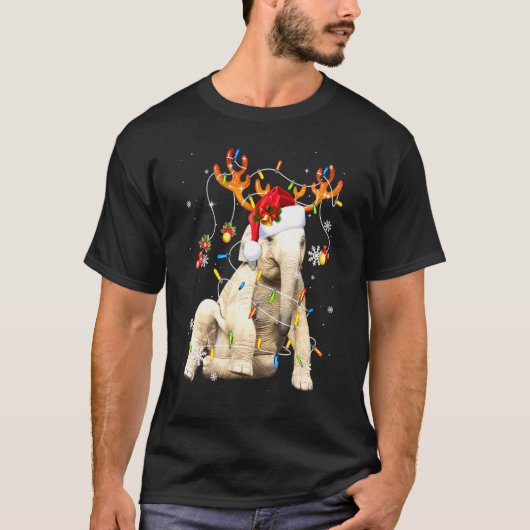 Elephant Lights Santa Hat T-shirt (Voorkant)