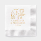 Elephant Line Art #2 Huwelijk Paar Namen Datum Folie Servetten (Voorkant)