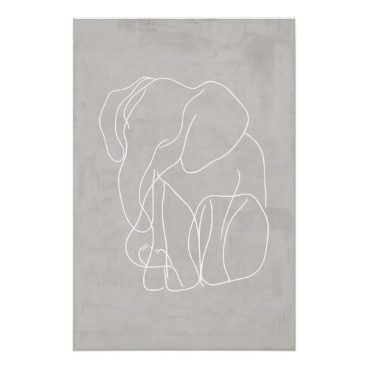 Elephant Line Art | Minimalistisch Safari-Poster Perfect Poster (Voorkant)
