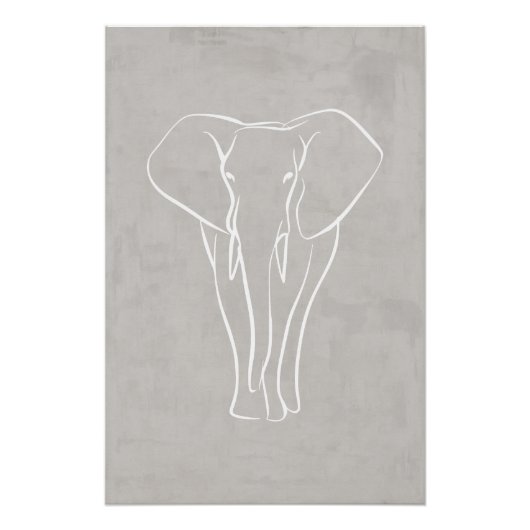 Elephant Line Art | Minimalistisch Safari-Poster Perfect Poster (Voorkant)