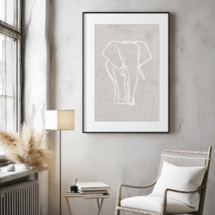 Elephant Line Art Minimalistisch Safari-Poster Perfect Poster