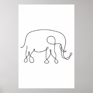 Elephant Line Art Poster