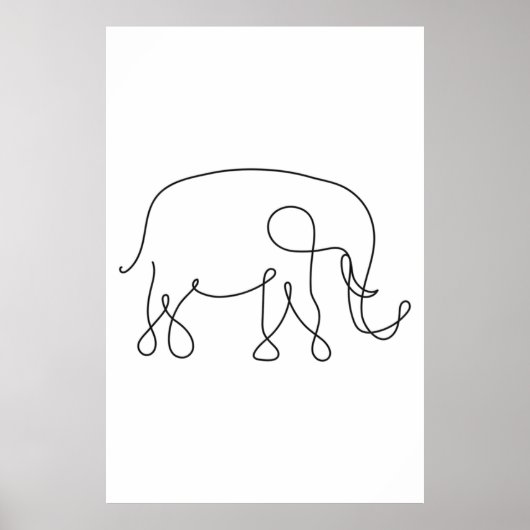 Elephant Line Art Poster (Voorkant)