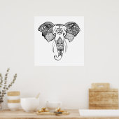 Elephant line drawing poster (Keuken)