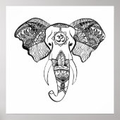 Elephant line drawing poster (Voorkant)