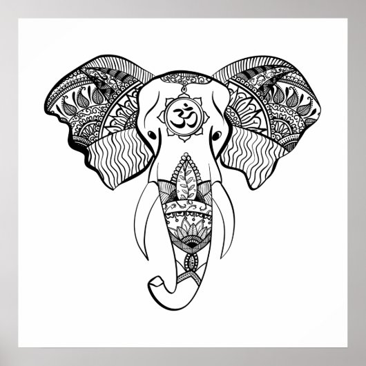 Elephant line drawing poster (Voorkant)