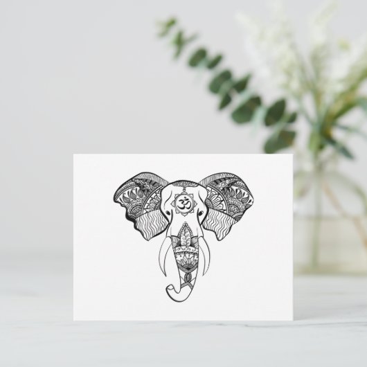 Elephant Line Tekening Briefkaart (Staand voorkant)
