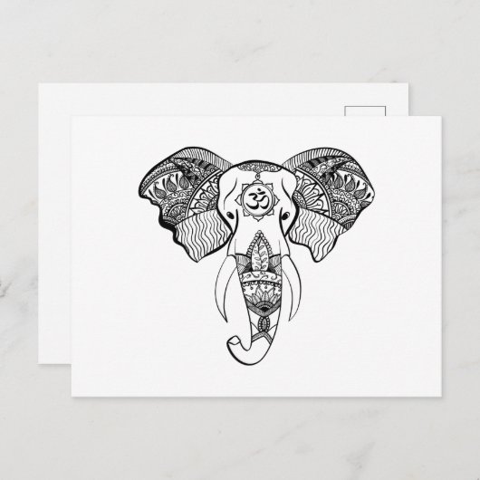 Elephant Line Tekening Briefkaart (Voorkant / Achterkant)