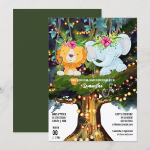 Elephant lion tropic oerwoud tree string lampjes kaart