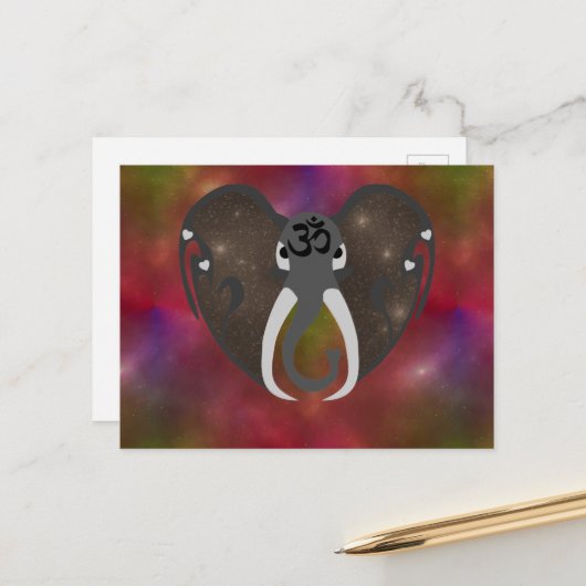 Elephant Listening to the Cosmos Briefkaart (Voorkant / Achterkant in situ)