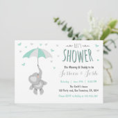 Elephant Little Peanut Baby shower Invitation Mint Kaart (Staand voorkant)