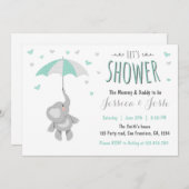 Elephant Little Peanut Baby shower Invitation Mint Kaart (Voorkant / Achterkant)