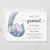 Elephant Little Peanut Boy Baby shower Invitation Kaart (Voorkant)