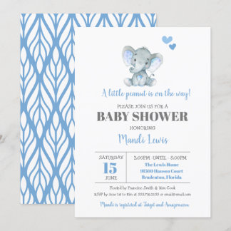 Elephant Little Peanut Boy Baby shower Kaart