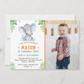 Elephant Little Peanut Boy Birthday Party Foto Kaart (Voorkant)
