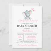 Elephant Little Peanut Girl Baby shower Kaart (Voorkant)
