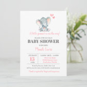 Elephant Little Peanut Girl Baby shower Kaart (Staand voorkant)