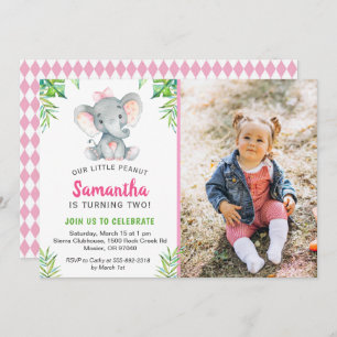 Elephant Little Peanut Girl Birthday Foto Kaart